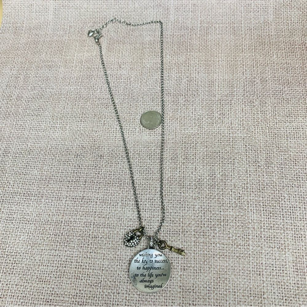 Fossil Key to Happiness Affirmation Charm Necklace
